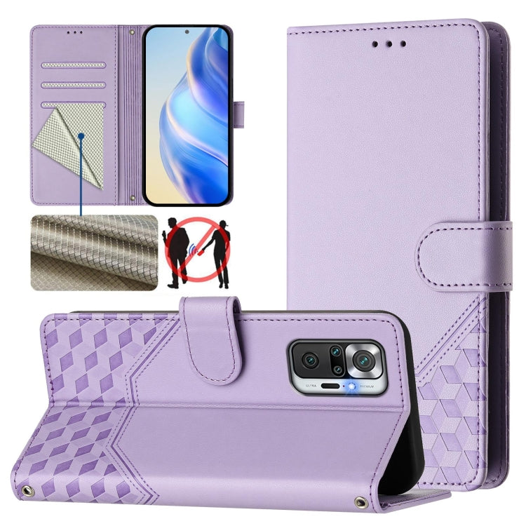 Honeycomb Embossing RFID Leather Phone Case, For Redmi Note 10 Pro 4G / Note 10 Pro Max, For Redmi 9T Global, For Redmi Note 9T Global