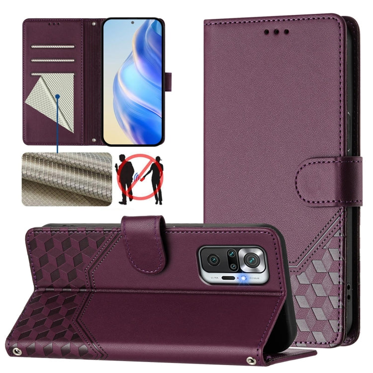 Honeycomb Embossing RFID Leather Phone Case, For Redmi Note 10 Pro 4G / Note 10 Pro Max, For Redmi 9T Global, For Redmi Note 9T Global
