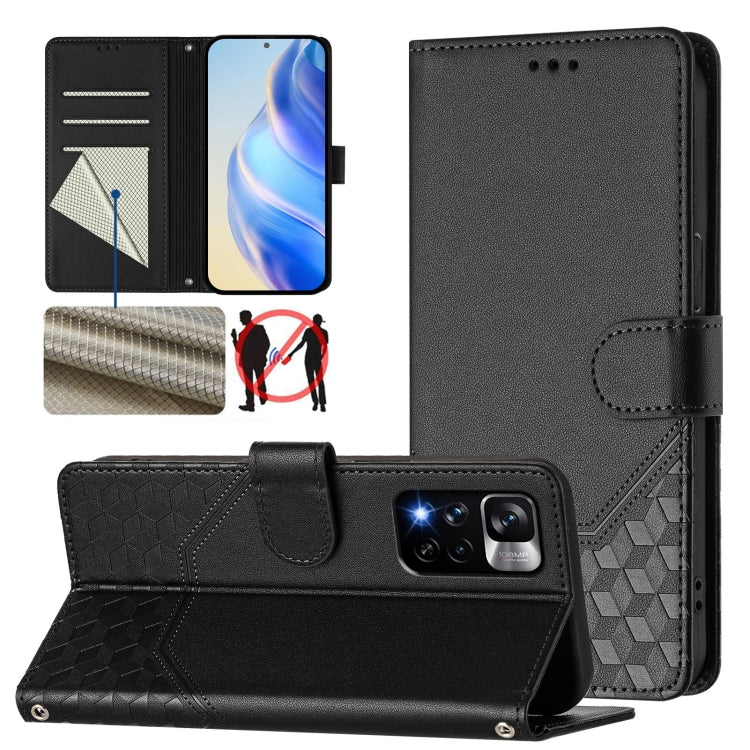 Honeycomb Embossing RFID Leather Phone Case, For Redmi Note 10 4G / 10S 4G / 11 SE India, For Redmi K50i / Note 11T Pro+ 5G, For Redmi Note 11 Pro+ 5G Europe, For Redmi Note 11S 5G, For Redmi 10A / 9C, For Redmi 10 2022 / 2021, For Redmi K40 / K40 Pro ...