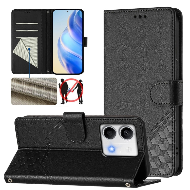 Honeycomb Embossing RFID Leather Phone Case, For Redmi K70 Ultra 5G, For Redmi 13 5G / 4G Global, For Redmi A3 4G Global / A3X 4G, For Redmi Note 13 Pro 4G Global, For Redmi 13C 4G, For Redmi Note 13 4G Global, For Redmi Note 13 Pro 5G Global          ...