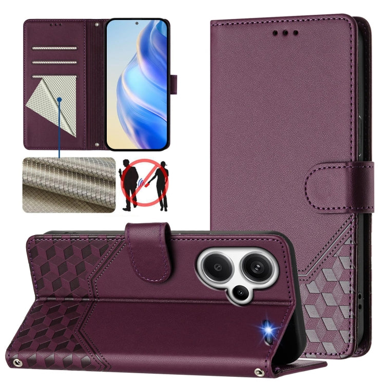 Honeycomb Embossing RFID Leather Phone Case, For Redmi Note 13 Pro+ 5G Global, For Redmi K60 Ultra, For Redmi 12 5G / 4G Global / Note 12R, For Redmi K60 / K60 Pro, For Redmi Note 11 4G / 11S 4G / 12S Global, For Redmi A1+ / A2+                        ...