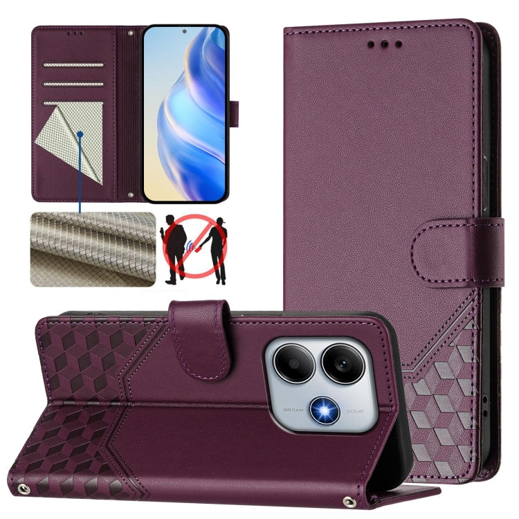 Honeycomb Embossing RFID Leather Phone Case, For Xiaomi Poco M7 4G 169mm, For Redmi 15 5G / 4G EU 171mm, For Redmi Note 14 4G 164.84mm EU Version, For Redmi K80 5G / K80 Pro 5G, For Redmi Note 14 Pro 4G, For Redmi Note 14 4G 163.25mm, For Redmi Note 14...