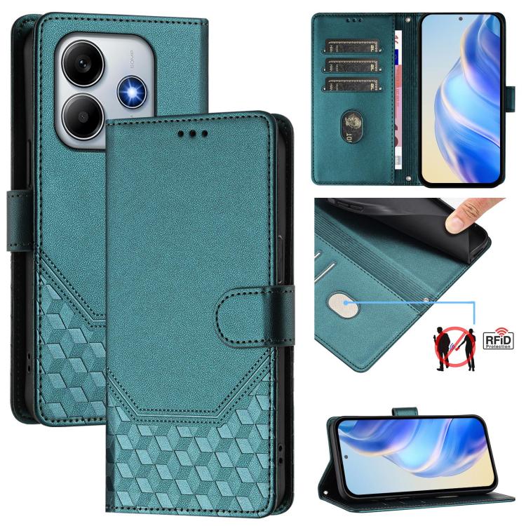Honeycomb Embossing RFID Leather Phone Case, For Xiaomi Poco M7 4G 169mm, For Redmi 15 5G / 4G EU 171mm, For Redmi Note 14 4G 164.84mm EU Version, For Redmi K80 5G / K80 Pro 5G, For Redmi Note 14 Pro 4G, For Redmi Note 14 4G 163.25mm, For Redmi Note 14...