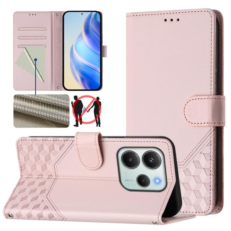 Honeycomb Embossing RFID Leather Phone Case, For Xiaomi Poco M7 4G 169mm, For Redmi 15 5G / 4G EU 171mm, For Redmi Note 14 4G 164.84mm EU Version, For Redmi K80 5G / K80 Pro 5G, For Redmi Note 14 Pro 4G, For Redmi Note 14 4G 163.25mm, For Redmi Note 14...