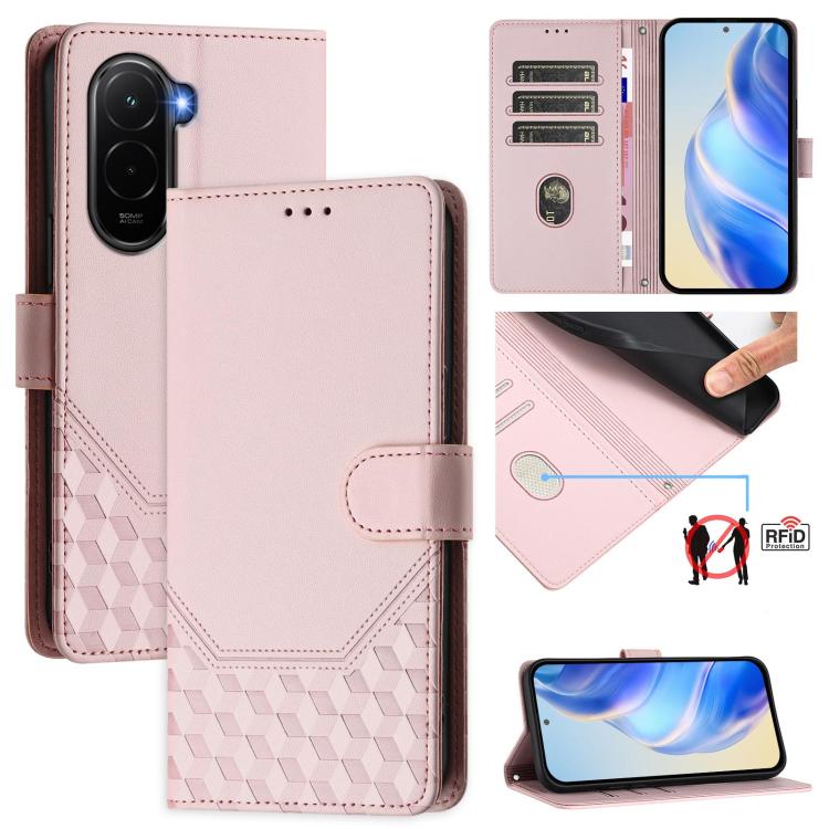 Honeycomb Embossing RFID Leather Phone Case, For Xiaomi Poco M7 4G 169mm, For Redmi 15 5G / 4G EU 171mm, For Redmi Note 14 4G 164.84mm EU Version, For Redmi K80 5G / K80 Pro 5G, For Redmi Note 14 Pro 4G, For Redmi Note 14 4G 163.25mm, For Redmi Note 14...