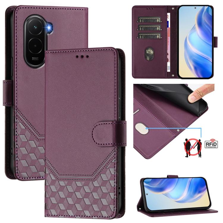 Honeycomb Embossing RFID Leather Phone Case, For Xiaomi Poco M7 4G 169mm, For Redmi 15 5G / 4G EU 171mm, For Redmi Note 14 4G 164.84mm EU Version, For Redmi K80 5G / K80 Pro 5G, For Redmi Note 14 Pro 4G, For Redmi Note 14 4G 163.25mm, For Redmi Note 14...