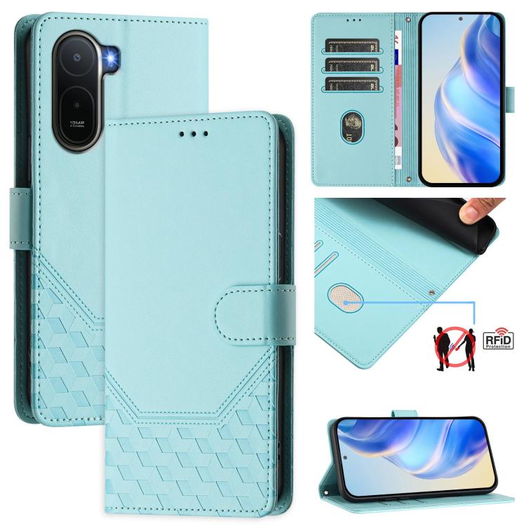 Honeycomb Embossing RFID Leather Phone Case, For Redmi A7 / A5 4G 171mm / Poco C71, For Redmi K90 Max 5G, For Redmi A7 Pro 171mm / Poco C85x 5G / C81, For Redmi 15a 5G, For Redmi Turbo 5 Max / Poco X8 Pro Max, For Redmi Turbo 5 5G Global / Poco X8 Pro ...