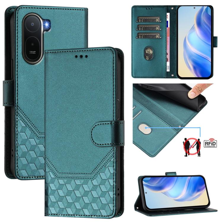 Honeycomb Embossing RFID Leather Phone Case, For Redmi A7 / A5 4G 171mm / Poco C71, For Redmi K90 Max 5G, For Redmi A7 Pro 171mm / Poco C85x 5G / C81, For Redmi 15a 5G, For Redmi Turbo 5 Max / Poco X8 Pro Max, For Redmi Turbo 5 5G Global / Poco X8 Pro ...
