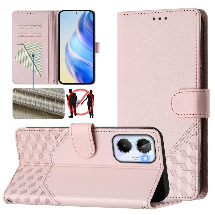 Honeycomb Embossing RFID Leather Phone Case, For Realme C55 4G Global / Narzo N55, For Realme C33 Global, For Realme 10T 5G / 10S 5G / 9i India, For Realme 10 Pro 5G, For Realme 10 Pro+ 5G, For Realme 10 4G Global                                       ...