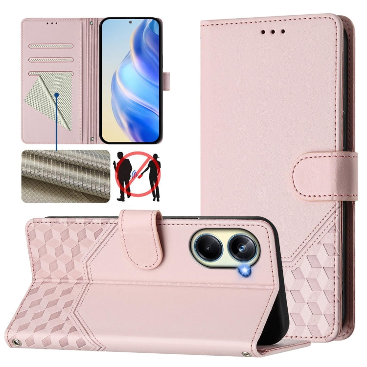 Honeycomb Embossing RFID Leather Phone Case, For Realme C55 4G Global / Narzo N55, For Realme C33 Global, For Realme 10T 5G / 10S 5G / 9i India, For Realme 10 Pro 5G, For Realme 10 Pro+ 5G, For Realme 10 4G Global                                       ...