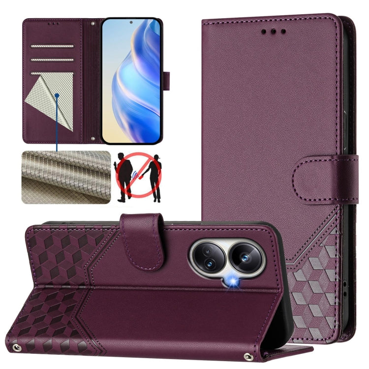 Honeycomb Embossing RFID Leather Phone Case, For Realme C55 4G Global / Narzo N55, For Realme C33 Global, For Realme 10T 5G / 10S 5G / 9i India, For Realme 10 Pro 5G, For Realme 10 Pro+ 5G, For Realme 10 4G Global                                       ...