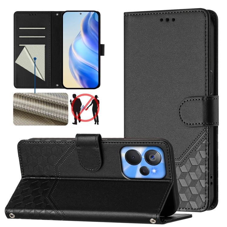 Honeycomb Embossing RFID Leather Phone Case, For Realme C55 4G Global / Narzo N55, For Realme C33 Global, For Realme 10T 5G / 10S 5G / 9i India, For Realme 10 Pro 5G, For Realme 10 Pro+ 5G, For Realme 10 4G Global                                       ...