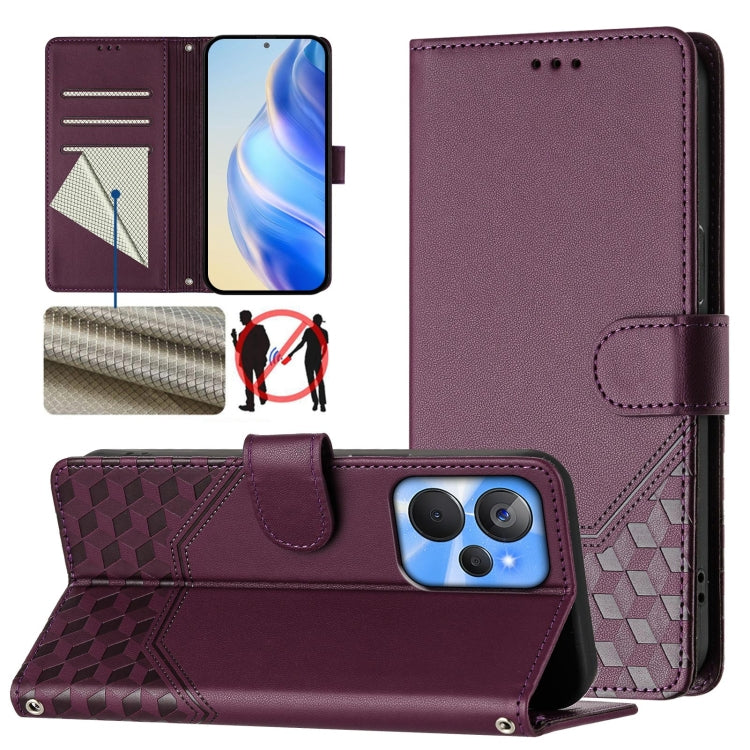 Honeycomb Embossing RFID Leather Phone Case, For Realme C55 4G Global / Narzo N55, For Realme C33 Global, For Realme 10T 5G / 10S 5G / 9i India, For Realme 10 Pro 5G, For Realme 10 Pro+ 5G, For Realme 10 4G Global                                       ...