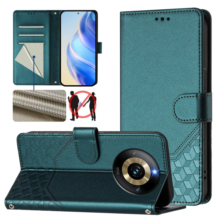 Honeycomb Embossing RFID Leather Phone Case, For Realme Note 50 4G Global / C51 / C53, For Realme 12 Pro 5G / 12 Pro+ 5G Global, For Realme C67 4G Global, For Realme 11 5G Global / 11x 5G / C67 India, For Realme 11 4G Global, For Realme GT3  / GT5 240W...