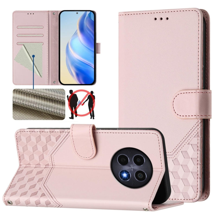Honeycomb Embossing RFID Leather Phone Case, For Realme C63 5G Global, For Realme Note 60 4G Global / C61 India, For Realme 13+ 5G Global, For Realme 13 Pro 5G / 13 Pro+ 5G, For Realme GT 6 5G / GT 6T 5G Global, For Realme C63 / C61 Global             ...