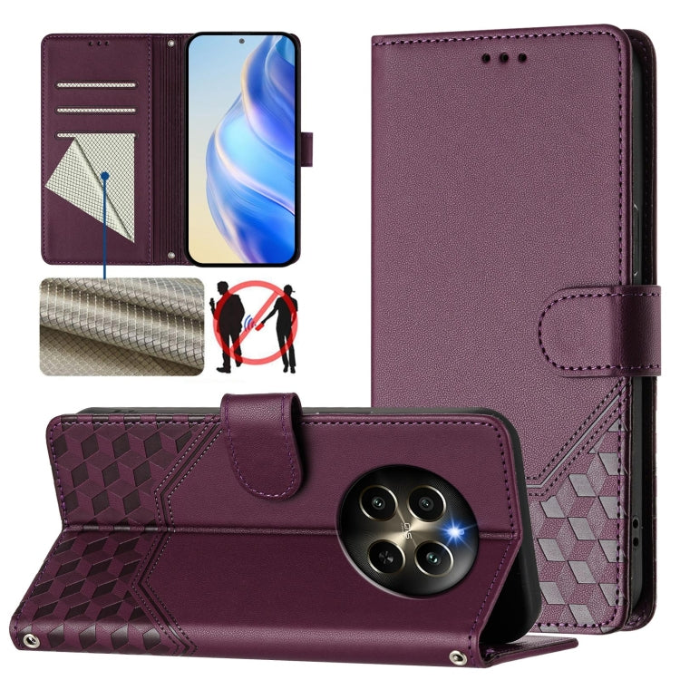 Honeycomb Embossing RFID Leather Phone Case, For Realme Note 50 4G Global / C51 / C53, For Realme 12 Pro 5G / 12 Pro+ 5G Global, For Realme C67 4G Global, For Realme 11 5G Global / 11x 5G / C67 India, For Realme 11 4G Global, For Realme GT3  / GT5 240W...