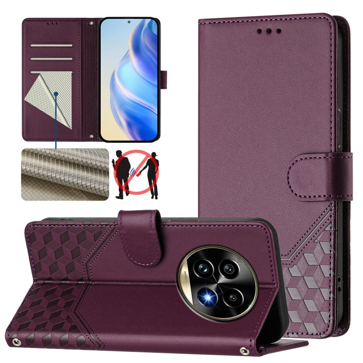 Honeycomb Embossing RFID Leather Phone Case, For Realme C63 5G Global, For Realme Note 60 4G Global / C61 India, For Realme 13+ 5G Global, For Realme 13 Pro 5G / 13 Pro+ 5G, For Realme GT 6 5G / GT 6T 5G Global, For Realme C63 / C61 Global             ...