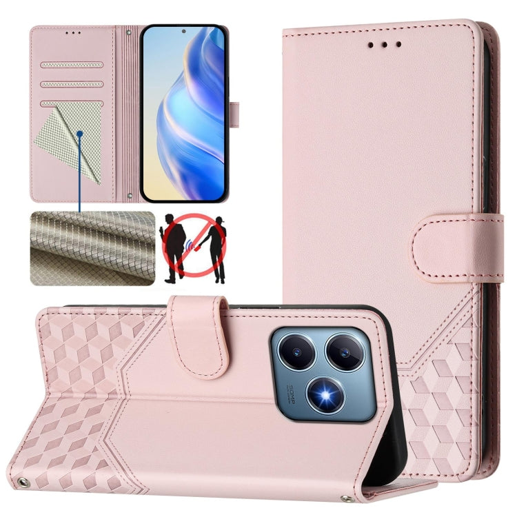 Honeycomb Embossing RFID Leather Phone Case, For Realme C63 5G Global, For Realme Note 60 4G Global / C61 India, For Realme 13+ 5G Global, For Realme 13 Pro 5G / 13 Pro+ 5G, For Realme GT 6 5G / GT 6T 5G Global, For Realme C63 / C61 Global             ...