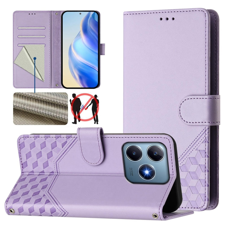 Honeycomb Embossing RFID Leather Phone Case, For Realme C63 5G Global, For Realme Note 60 4G Global / C61 India, For Realme 13+ 5G Global, For Realme 13 Pro 5G / 13 Pro+ 5G, For Realme GT 6 5G / GT 6T 5G Global, For Realme C63 / C61 Global             ...