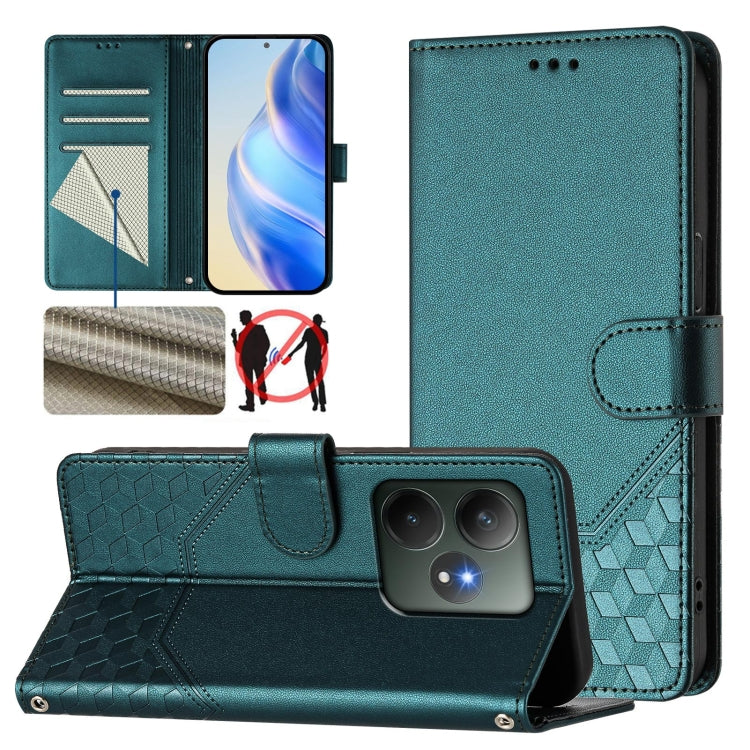 Honeycomb Embossing RFID Leather Phone Case, For Realme C63 5G Global, For Realme Note 60 4G Global / C61 India, For Realme 13+ 5G Global, For Realme 13 Pro 5G / 13 Pro+ 5G, For Realme GT 6 5G / GT 6T 5G Global, For Realme C63 / C61 Global             ...