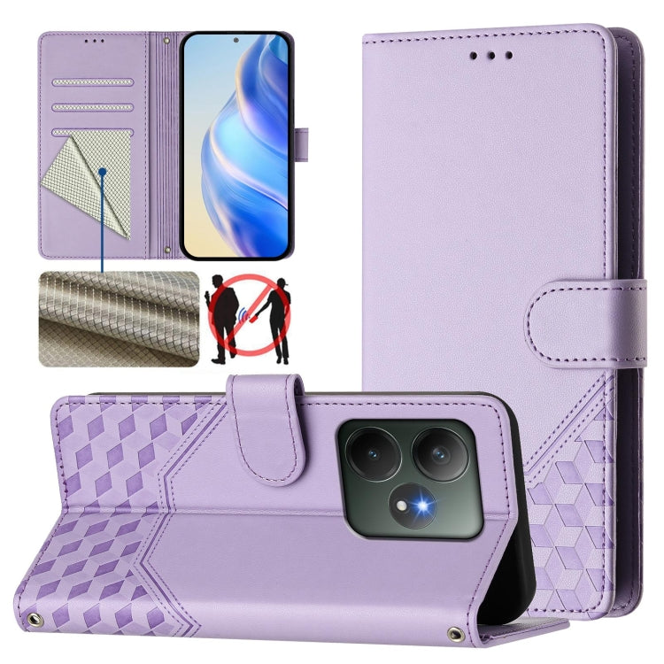 Honeycomb Embossing RFID Leather Phone Case, For Realme C63 5G Global, For Realme Note 60 4G Global / C61 India, For Realme 13+ 5G Global, For Realme 13 Pro 5G / 13 Pro+ 5G, For Realme GT 6 5G / GT 6T 5G Global, For Realme C63 / C61 Global             ...