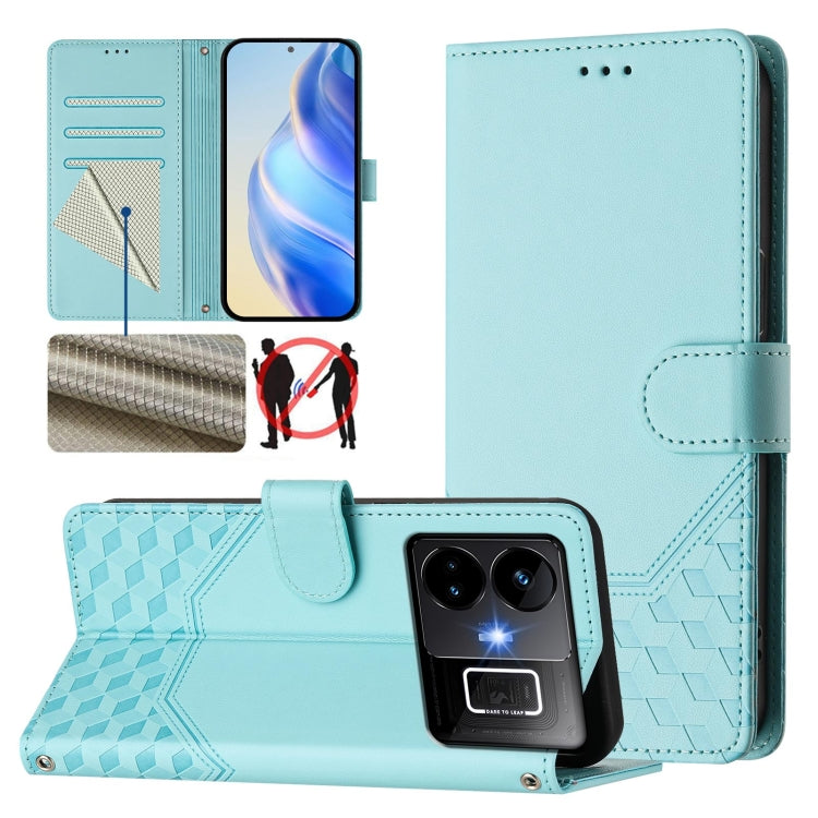 Honeycomb Embossing RFID Leather Phone Case, For Realme Note 50 4G Global / C51 / C53, For Realme 12 Pro 5G / 12 Pro+ 5G Global, For Realme C67 4G Global, For Realme 11 5G Global / 11x 5G / C67 India, For Realme 11 4G Global, For Realme GT3  / GT5 240W...