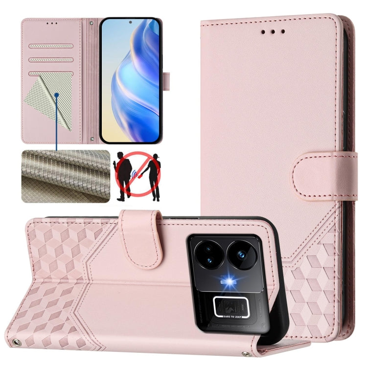 Honeycomb Embossing RFID Leather Phone Case, For Realme Note 50 4G Global / C51 / C53, For Realme 12 Pro 5G / 12 Pro+ 5G Global, For Realme C67 4G Global, For Realme 11 5G Global / 11x 5G / C67 India, For Realme 11 4G Global, For Realme GT3  / GT5 240W...