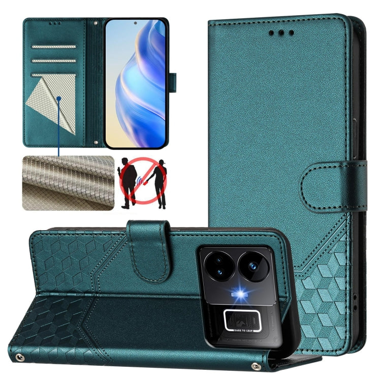 Honeycomb Embossing RFID Leather Phone Case, For Realme Note 50 4G Global / C51 / C53, For Realme 12 Pro 5G / 12 Pro+ 5G Global, For Realme C67 4G Global, For Realme 11 5G Global / 11x 5G / C67 India, For Realme 11 4G Global, For Realme GT3  / GT5 240W...
