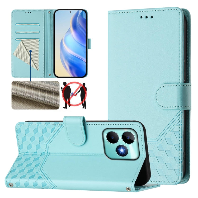 Honeycomb Embossing RFID Leather Phone Case, For Realme Note 50 4G Global / C51 / C53, For Realme 12 Pro 5G / 12 Pro+ 5G Global, For Realme C67 4G Global, For Realme 11 5G Global / 11x 5G / C67 India, For Realme 11 4G Global, For Realme GT3  / GT5 240W...