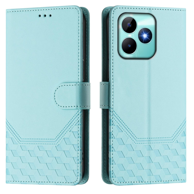 Honeycomb Embossing RFID Leather Phone Case, For Realme Note 50 4G Global / C51 / C53, For Realme 12 Pro 5G / 12 Pro+ 5G Global, For Realme C67 4G Global, For Realme 11 5G Global / 11x 5G / C67 India, For Realme 11 4G Global, For Realme GT3  / GT5 240W...