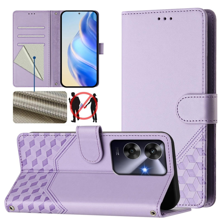 Honeycomb Embossing RFID Leather Phone Case, For Realme C63 5G Global, For Realme Note 60 4G Global / C61 India, For Realme 13+ 5G Global, For Realme 13 Pro 5G / 13 Pro+ 5G, For Realme GT 6 5G / GT 6T 5G Global, For Realme C63 / C61 Global             ...