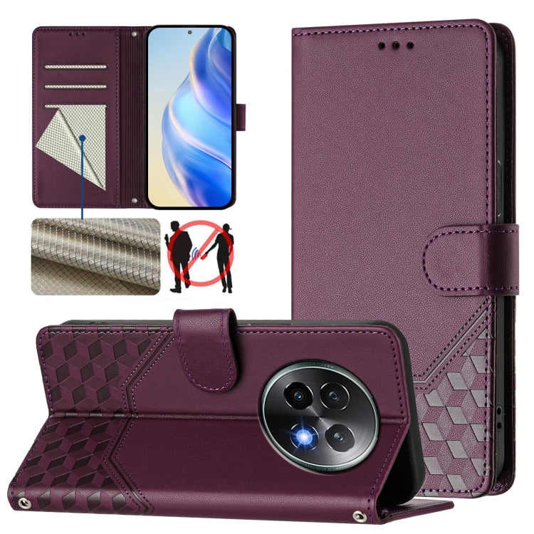 Honeycomb Embossing RFID Leather Phone Case, For Realme C63 5G Global, For Realme Note 60 4G Global / C61 India, For Realme 13+ 5G Global, For Realme 13 Pro 5G / 13 Pro+ 5G, For Realme GT 6 5G / GT 6T 5G Global, For Realme C63 / C61 Global             ...