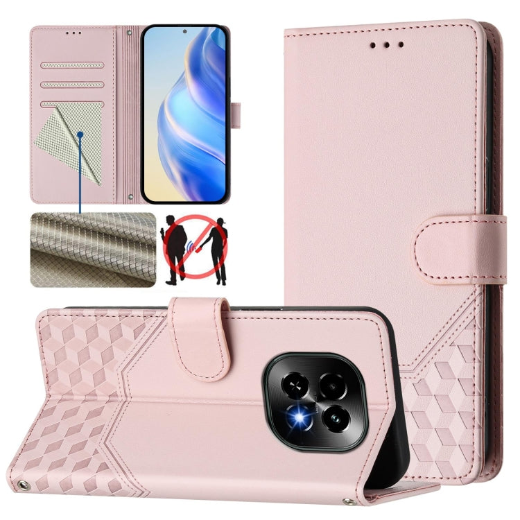 Honeycomb Embossing RFID Leather Phone Case, For Realme C63 5G Global, For Realme Note 60 4G Global / C61 India, For Realme 13+ 5G Global, For Realme 13 Pro 5G / 13 Pro+ 5G, For Realme GT 6 5G / GT 6T 5G Global, For Realme C63 / C61 Global             ...