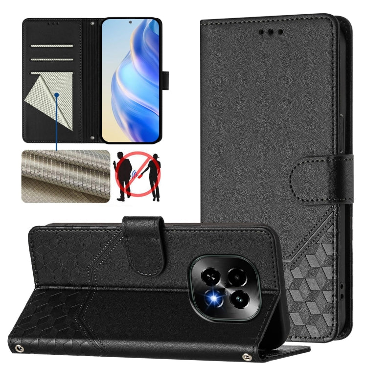 Honeycomb Embossing RFID Leather Phone Case, For Realme C63 5G Global, For Realme Note 60 4G Global / C61 India, For Realme 13+ 5G Global, For Realme 13 Pro 5G / 13 Pro+ 5G, For Realme GT 6 5G / GT 6T 5G Global, For Realme C63 / C61 Global             ...