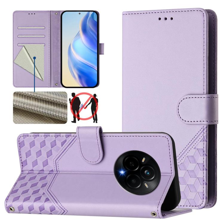 Honeycomb Embossing RFID Leather Phone Case, For Realme 14x Global / V70 5G / C75 5G, For Realme Narzo 80 Pro / 14 Pro 5G India, For Realme 14 5G / 14T 5G Global, For Realme P3 Ultra 5G, For Realme P3 5G, For Realme 14 Pro+ 5G, For Realme 14 Pro 5G    ...
