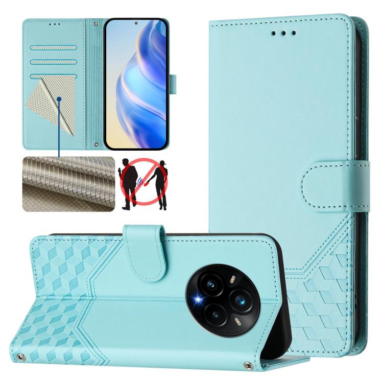 Honeycomb Embossing RFID Leather Phone Case, For Realme 14x Global / V70 5G / C75 5G, For Realme Narzo 80 Pro / 14 Pro 5G India, For Realme 14 5G / 14T 5G Global, For Realme P3 Ultra 5G, For Realme P3 5G, For Realme 14 Pro+ 5G, For Realme 14 Pro 5G    ...