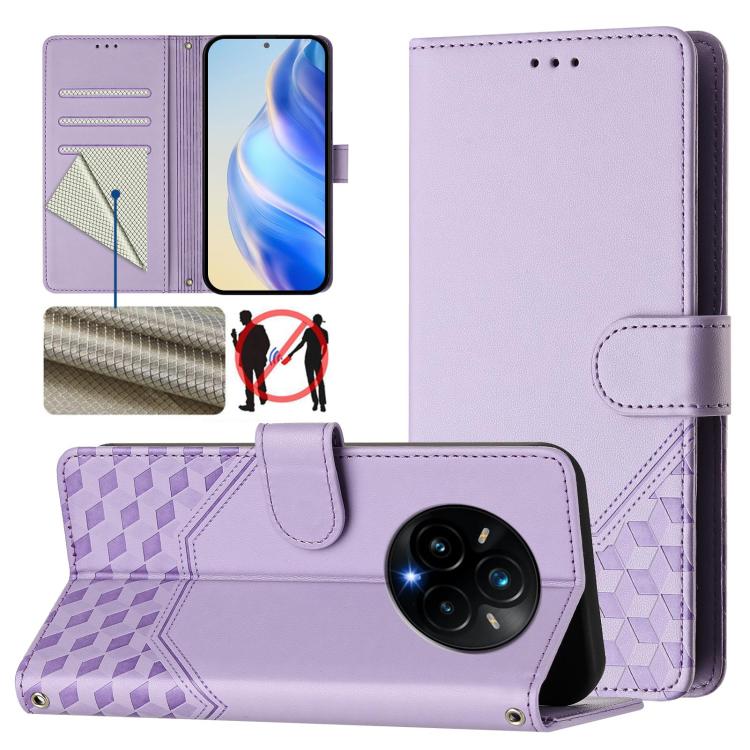 Honeycomb Embossing RFID Leather Phone Case, For Realme 14x Global / V70 5G / C75 5G, For Realme Narzo 80 Pro / 14 Pro 5G India, For Realme 14 5G / 14T 5G Global, For Realme P3 Ultra 5G, For Realme P3 5G, For Realme 14 Pro+ 5G, For Realme 14 Pro 5G    ...