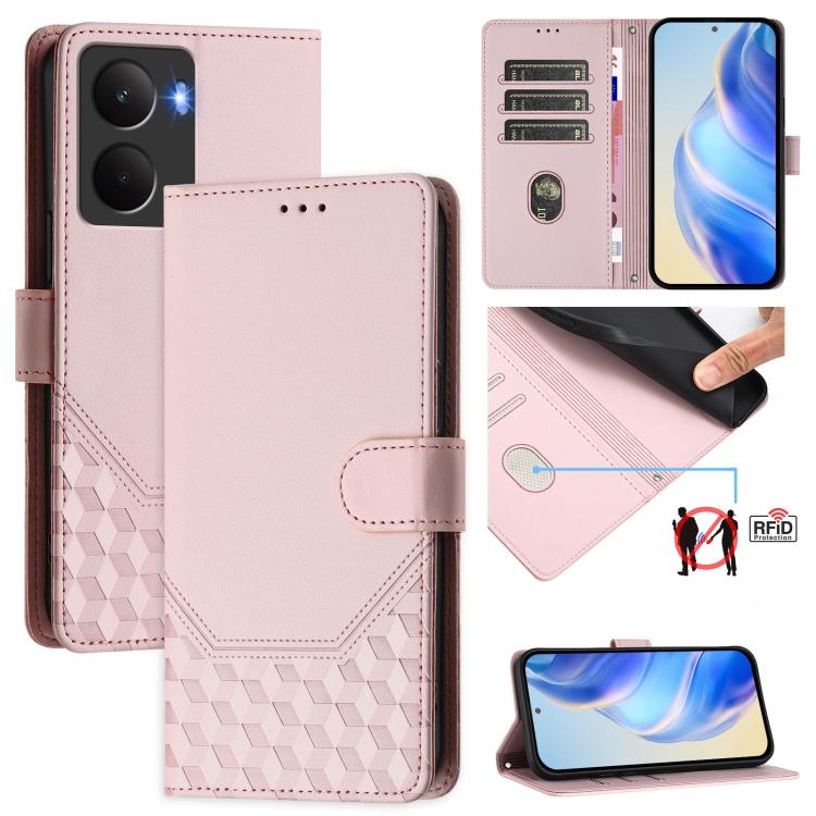 Honeycomb Embossing RFID Leather Phone Case, For Realme 14x Global / V70 5G / C75 5G, For Realme Narzo 80 Pro / 14 Pro 5G India, For Realme 14 5G / 14T 5G Global, For Realme P3 Ultra 5G, For Realme P3 5G, For Realme 14 Pro+ 5G, For Realme 14 Pro 5G    ...