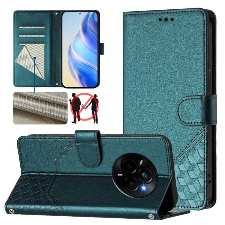 Honeycomb Embossing RFID Leather Phone Case, For Realme 14x Global / V70 5G / C75 5G, For Realme Narzo 80 Pro / 14 Pro 5G India, For Realme 14 5G / 14T 5G Global, For Realme P3 Ultra 5G, For Realme P3 5G, For Realme 14 Pro+ 5G, For Realme 14 Pro 5G    ...