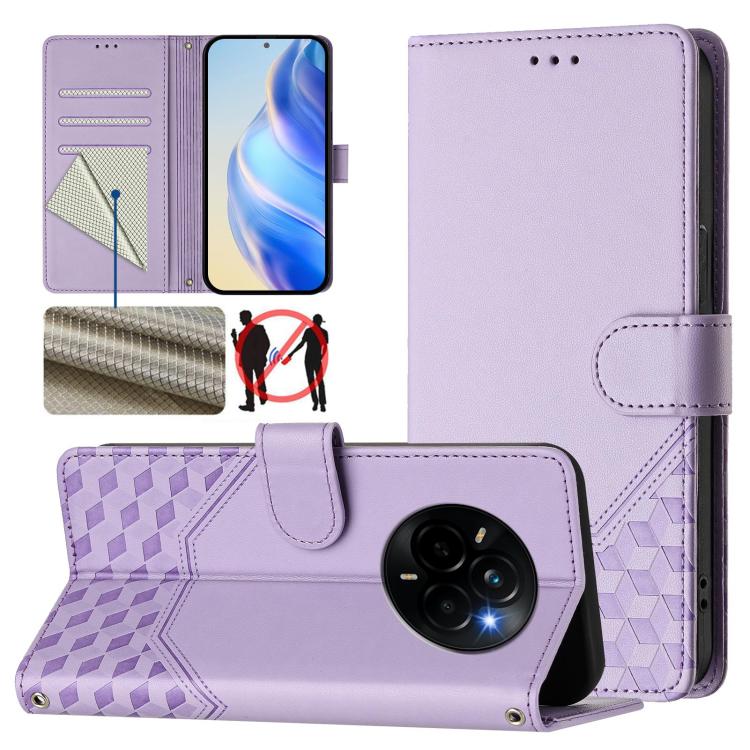 Honeycomb Embossing RFID Leather Phone Case, For Realme 14x Global / V70 5G / C75 5G, For Realme Narzo 80 Pro / 14 Pro 5G India, For Realme 14 5G / 14T 5G Global, For Realme P3 Ultra 5G, For Realme P3 5G, For Realme 14 Pro+ 5G, For Realme 14 Pro 5G    ...