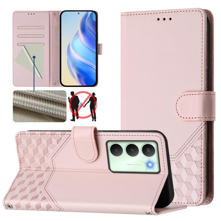 Honeycomb Embossing RFID Leather Phone Case, For Realme 14x Global / V70 5G / C75 5G, For Realme Narzo 80 Pro / 14 Pro 5G India, For Realme 14 5G / 14T 5G Global, For Realme P3 Ultra 5G, For Realme P3 5G, For Realme 14 Pro+ 5G, For Realme 14 Pro 5G    ...