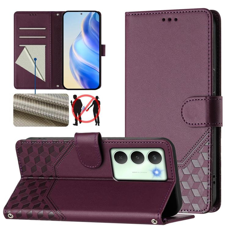 Honeycomb Embossing RFID Leather Phone Case, For Realme 14x Global / V70 5G / C75 5G, For Realme Narzo 80 Pro / 14 Pro 5G India, For Realme 14 5G / 14T 5G Global, For Realme P3 Ultra 5G, For Realme P3 5G, For Realme 14 Pro+ 5G, For Realme 14 Pro 5G    ...