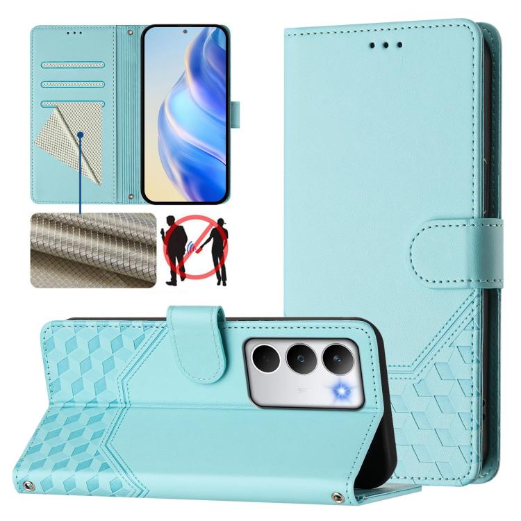 Honeycomb Embossing RFID Leather Phone Case, For Realme 16 Pro 5G Global, For Realme C71 4G India / Note 70 4G, For Realme C85 5G / 15x 5G India, For Realme P4 Pro 5G, For Realme P4 5G, For Realme 15T 5G Global, For Realme 15 / 15 Pro 5G Global        ...