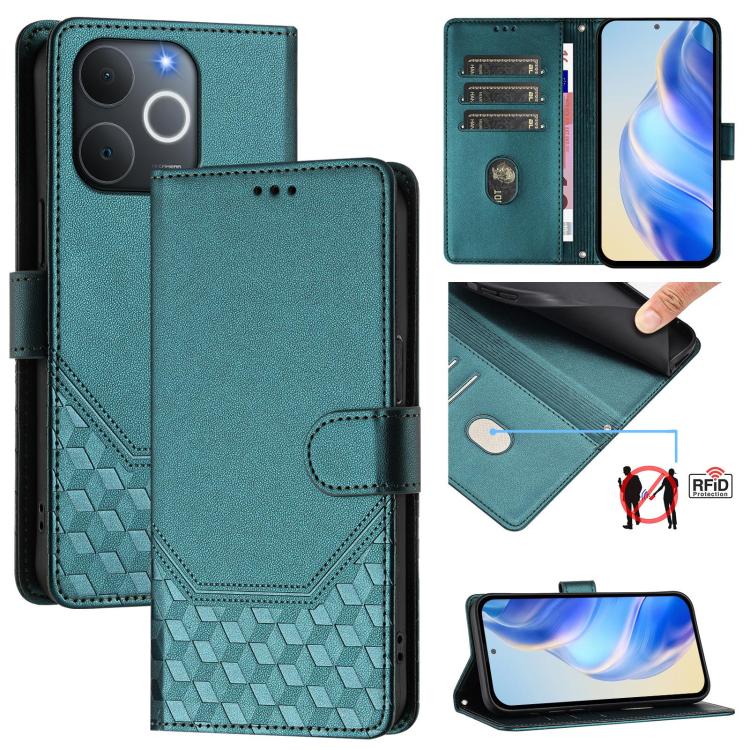 Honeycomb Embossing RFID Leather Phone Case, For Realme 16 Pro 5G Global, For Realme C71 4G India / Note 70 4G, For Realme C85 5G / 15x 5G India, For Realme P4 Pro 5G, For Realme P4 5G, For Realme 15T 5G Global, For Realme 15 / 15 Pro 5G Global        ...