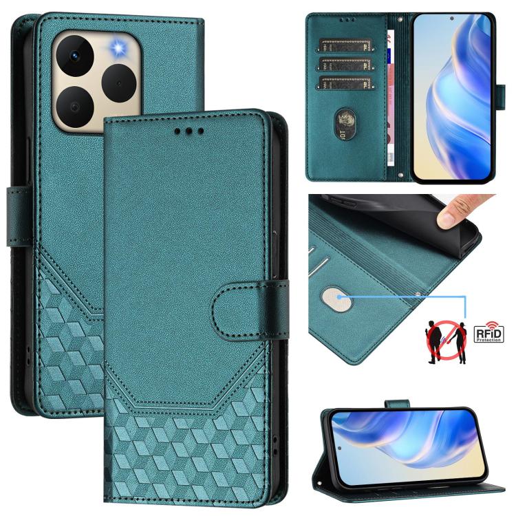 Honeycomb Embossing RFID Leather Phone Case, For Realme 16 Pro 5G Global, For Realme C71 4G India / Note 70 4G, For Realme C85 5G / 15x 5G India, For Realme P4 Pro 5G, For Realme P4 5G, For Realme 15T 5G Global, For Realme 15 / 15 Pro 5G Global        ...