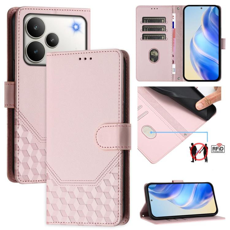Honeycomb Embossing RFID Leather Phone Case, For Realme 16 Pro 5G Global, For Realme C71 4G India / Note 70 4G, For Realme C85 5G / 15x 5G India, For Realme P4 Pro 5G, For Realme P4 5G, For Realme 15T 5G Global, For Realme 15 / 15 Pro 5G Global        ...