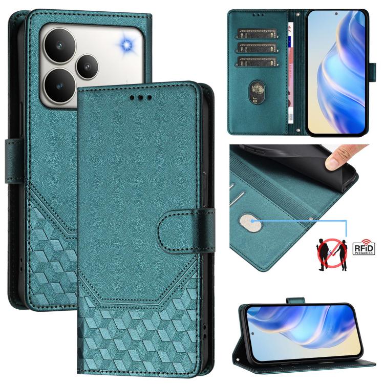 Honeycomb Embossing RFID Leather Phone Case, For Realme 16 Pro 5G Global, For Realme C71 4G India / Note 70 4G, For Realme C85 5G / 15x 5G India, For Realme P4 Pro 5G, For Realme P4 5G, For Realme 15T 5G Global, For Realme 15 / 15 Pro 5G Global        ...