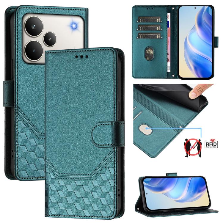 Honeycomb Embossing RFID Leather Phone Case, For Realme 16 Pro 5G Global, For Realme C71 4G India / Note 70 4G, For Realme C85 5G / 15x 5G India, For Realme P4 Pro 5G, For Realme P4 5G, For Realme 15T 5G Global, For Realme 15 / 15 Pro 5G Global        ...