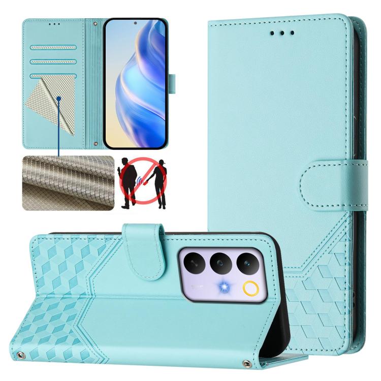 Honeycomb Embossing RFID Leather Phone Case, For Realme 16 Pro 5G Global, For Realme C71 4G India / Note 70 4G, For Realme C85 5G / 15x 5G India, For Realme P4 Pro 5G, For Realme P4 5G, For Realme 15T 5G Global, For Realme 15 / 15 Pro 5G Global        ...