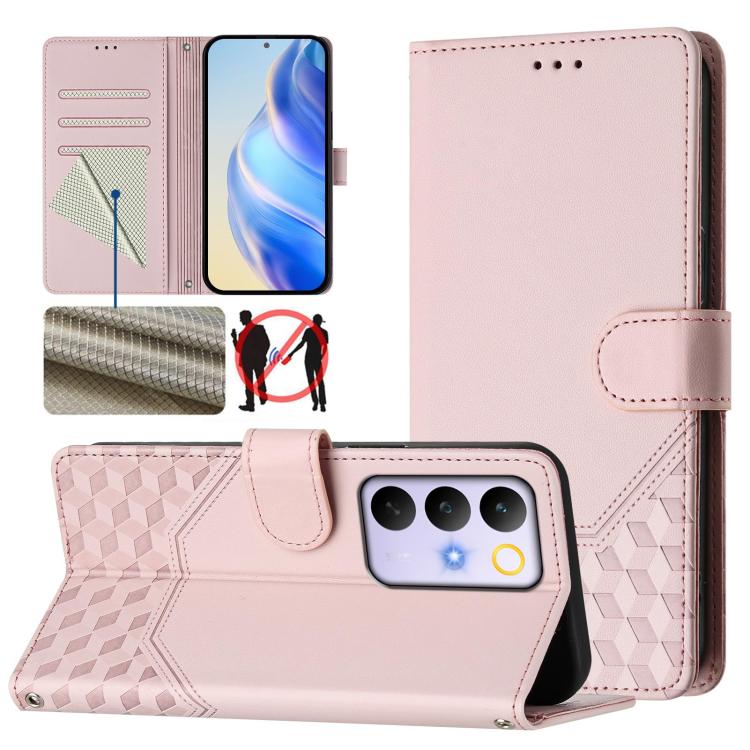 Honeycomb Embossing RFID Leather Phone Case, For Realme 16 Pro 5G Global, For Realme C71 4G India / Note 70 4G, For Realme C85 5G / 15x 5G India, For Realme P4 Pro 5G, For Realme P4 5G, For Realme 15T 5G Global, For Realme 15 / 15 Pro 5G Global        ...